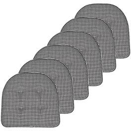 Sweet Home Collection - Houndstooth Stitch U Shaped Memory Foam 17" x 16" Chair Cushions, 6-Pack - Black