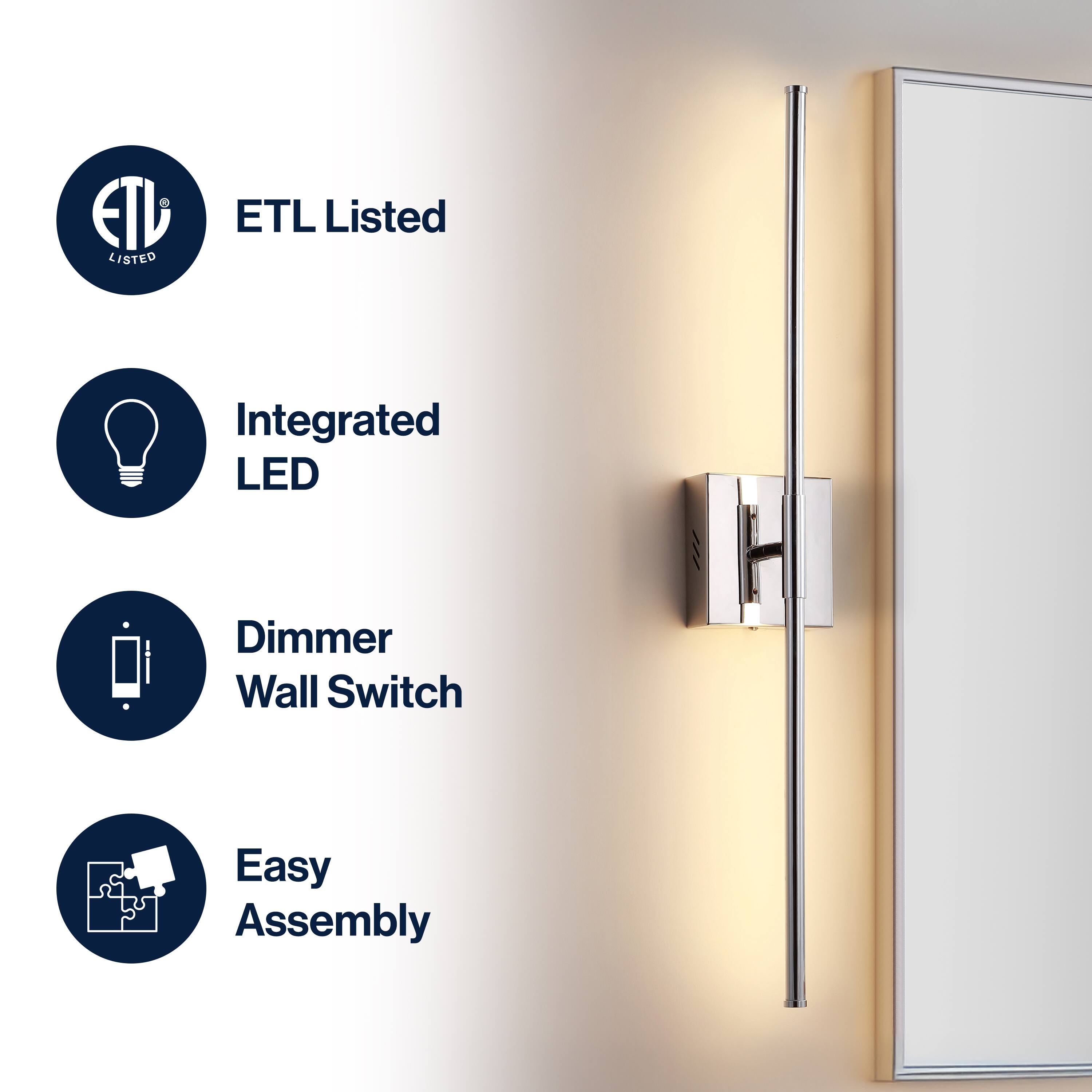 ETL Listed  
Integrated LED  
Dimmer Wall Switch  
Easy Assembly