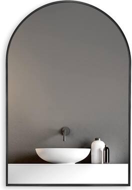 BreeBe - 20x30 Inch Metal Framed Arched Bathrrom Mirror for Wall - Black
