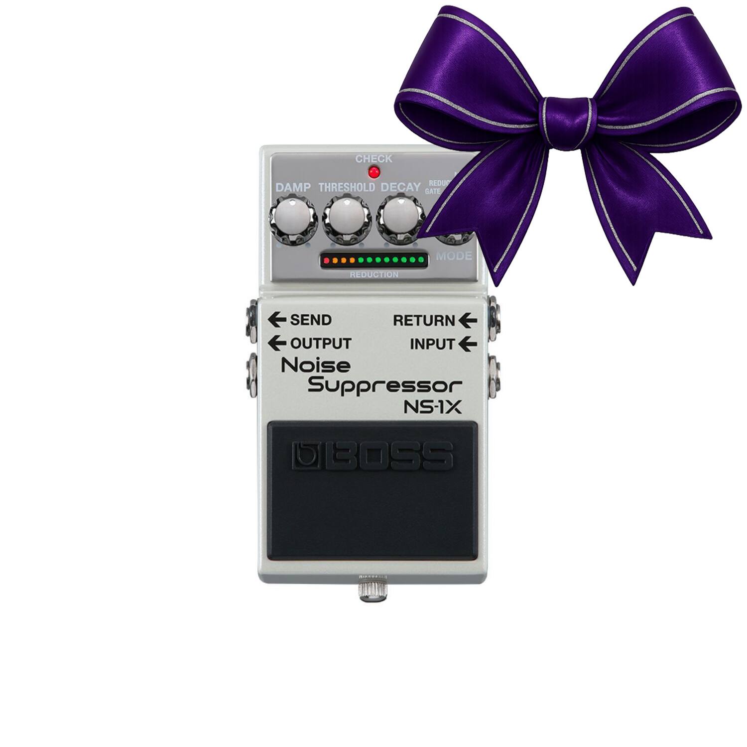 CHECK REDUCTION DECAY SATE MODE REDUCTION SEND RETURN OUTPUT INPUT Noise Suppressor NS-1X UBOSS