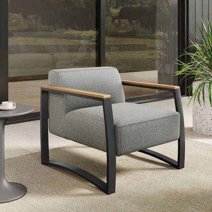 Front. Modway - Sauve Outdoor Patio Aluminum and Fabric Armchair by Modway - Charcoal Light Gray.