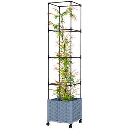 Outsunny - Garden Bed with Trellis, Tomato Cage with Lockable Wheels