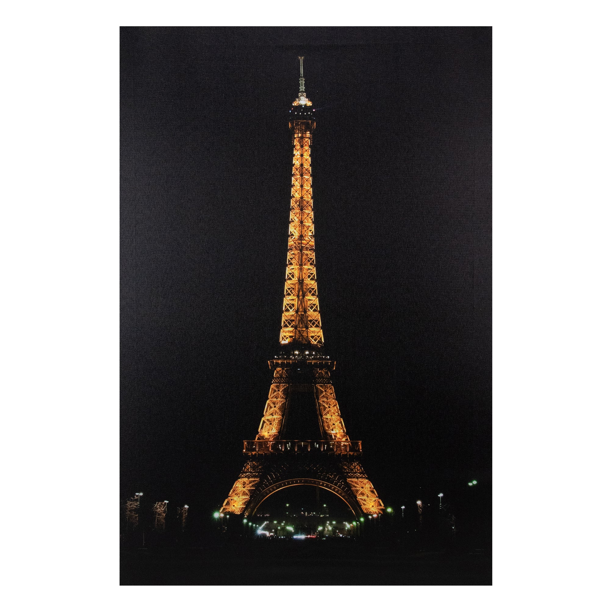 Northlight - 23.5" LED Lighted Famous Eiffel Tower Paris France at Night Canvas Wall Art - Black