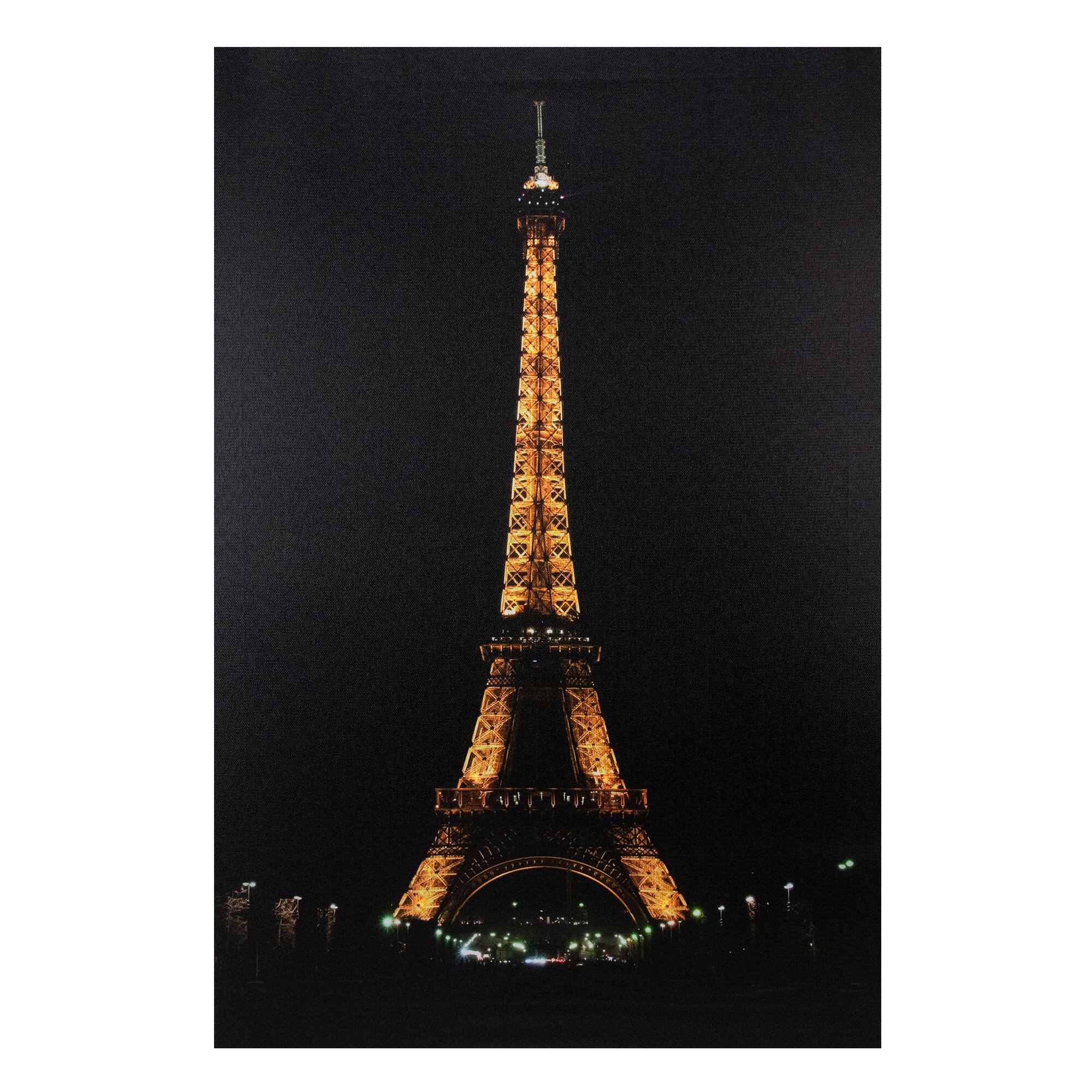 Front. Northlight - 23.5" LED Lighted Famous Eiffel Tower Paris France at Night Canvas Wall Art - Black.