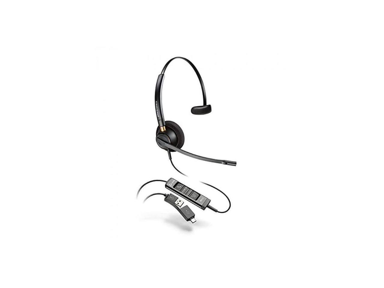 Front. HP - Poly Smarter Headset - Teams Certified, USB A/C, Wired, Over-Head, 6.83 ft - Black.