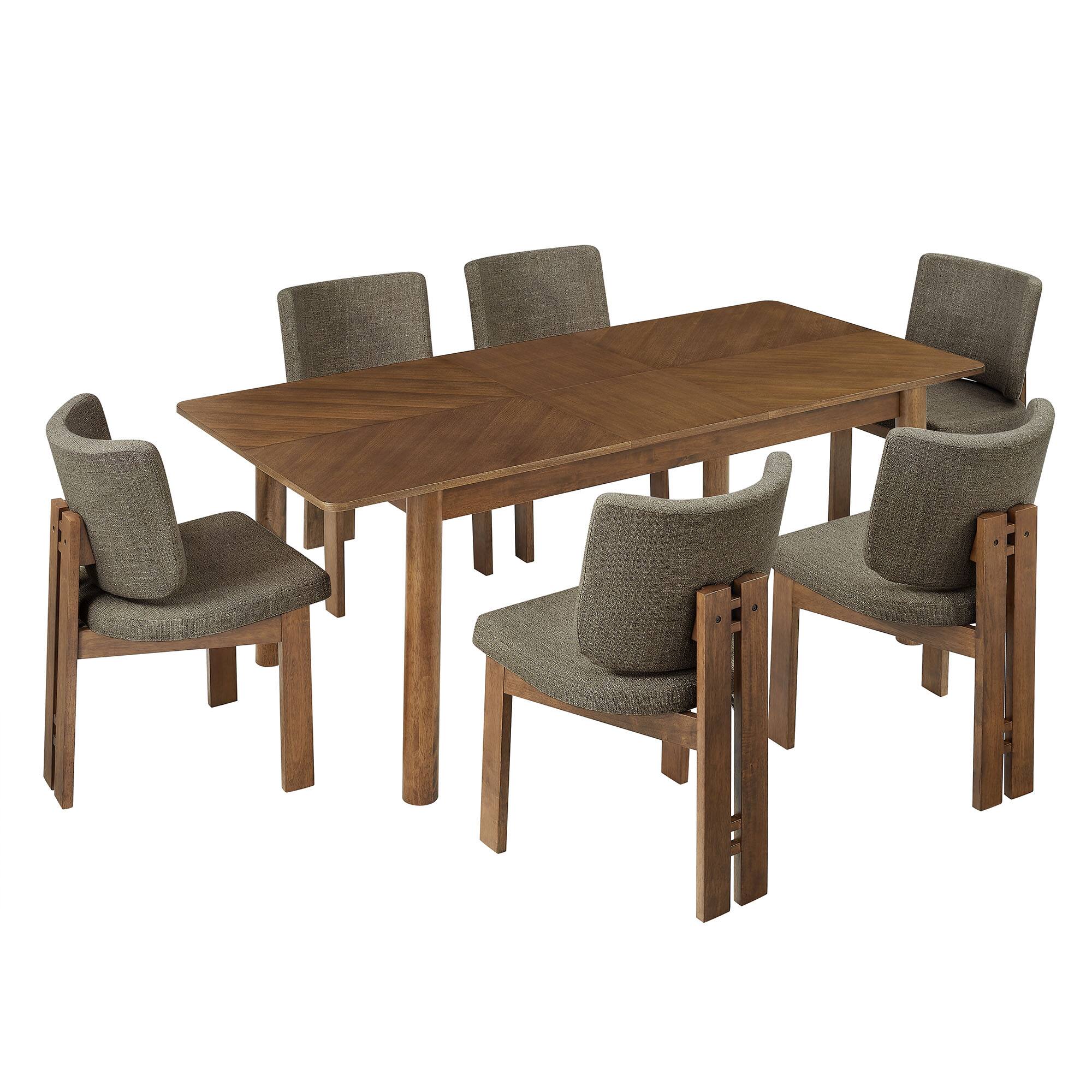 Angle. Modway - Alba 7-Piece Dining Set by Modway - Walnut Taupe.