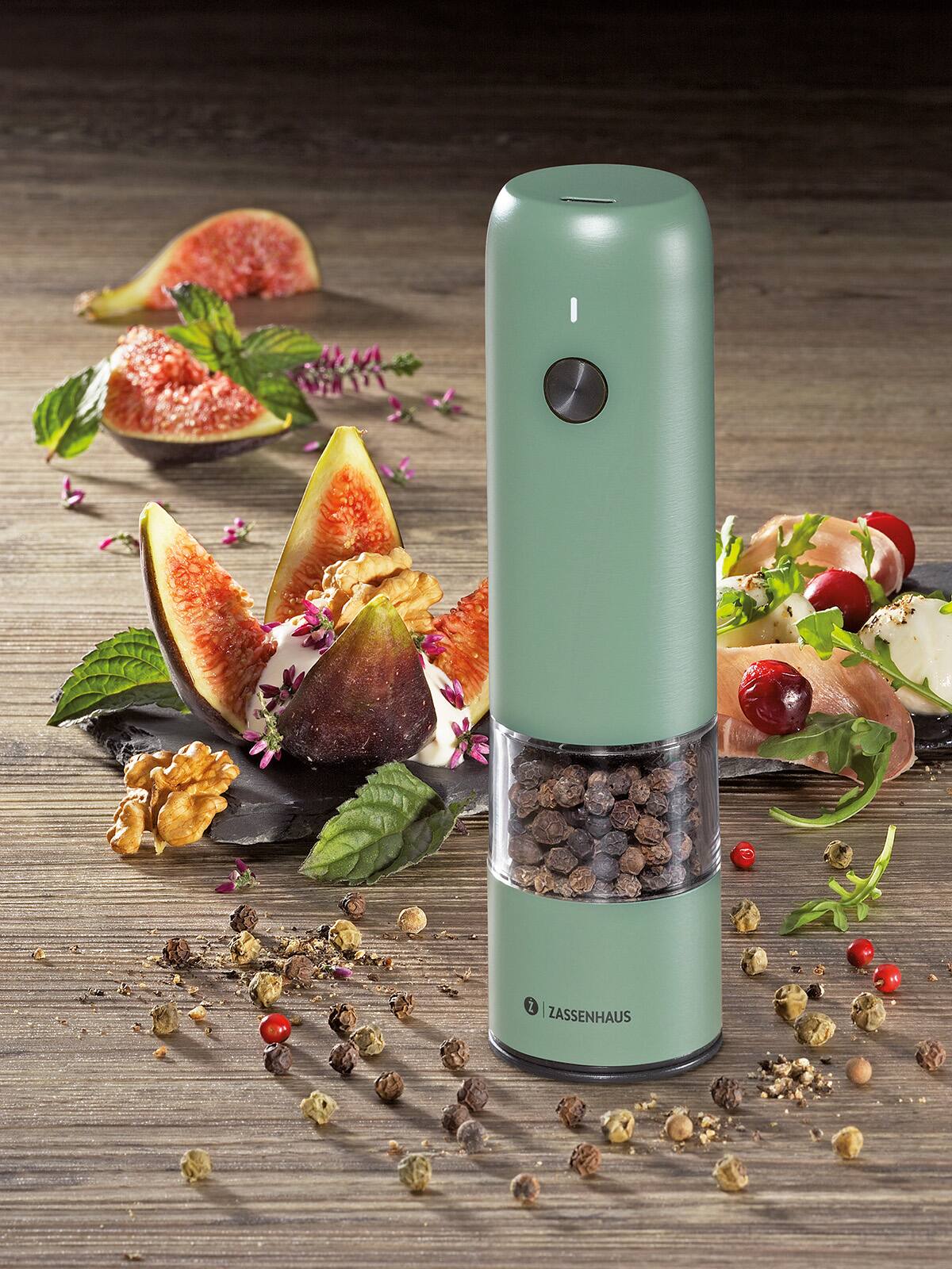 Alt View 3. Zassenhaus - Koln Rechargeable Salt or Pepper Mill, 5.5" H x 1.5", Green - Green.
