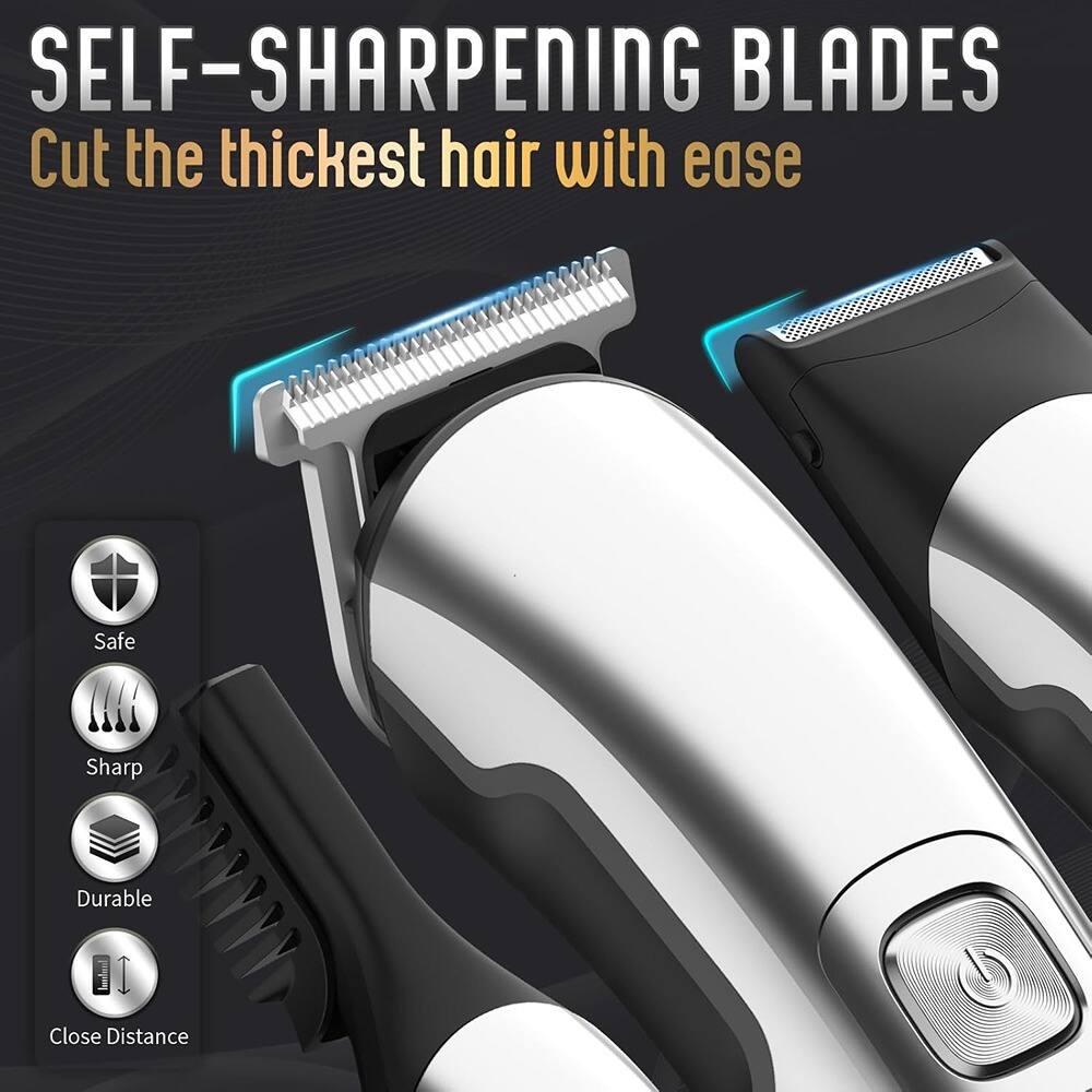 SELF-SHARPENING BLADES  
Cut the thickest hair with ease  

Safe  
Sharp  
Durable  
Close Distance