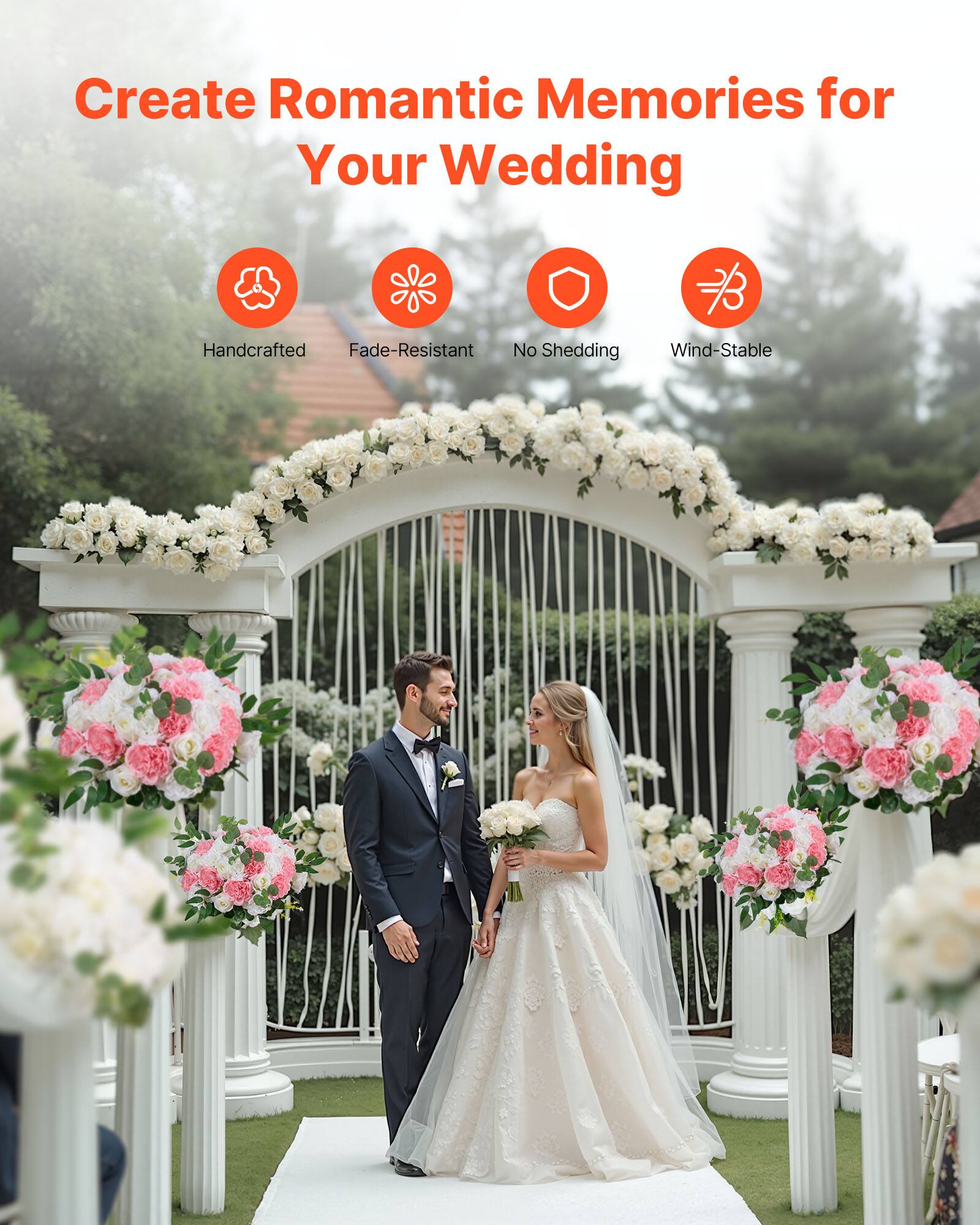 Create Romantic Memories for Your Wedding

- Handcrafted
- Fade-Resistant
- No Shedding
- Wind-Stable