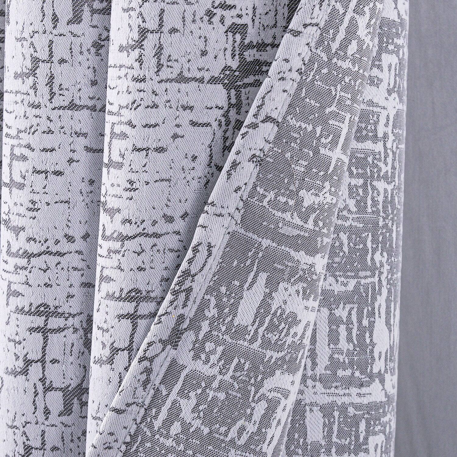 Left. RT Designers Collection - RT Designers Collection 100% Polyester 140 GSM Luca Jacquard Grommet Curtain Panel 54" x 84" Charcoal - Charcoal.
