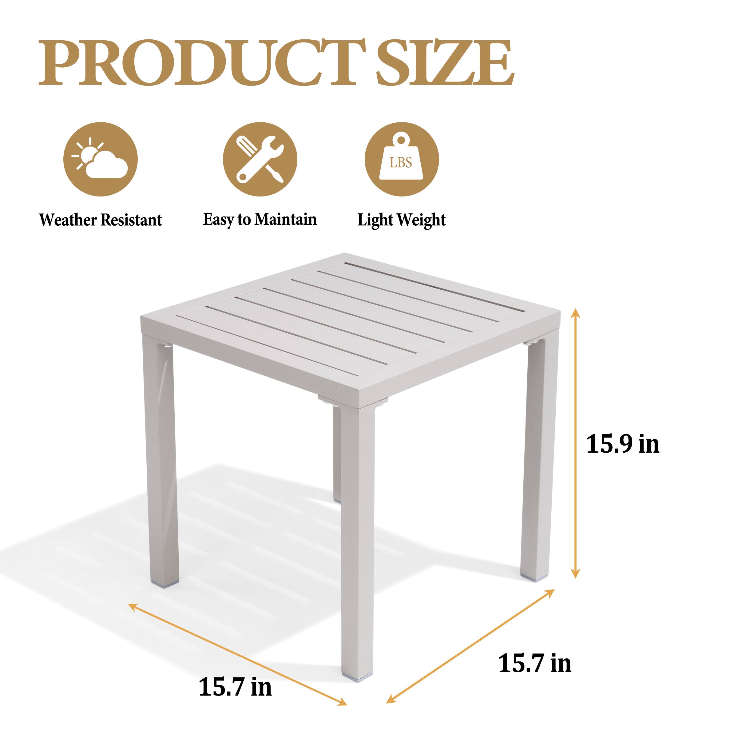 PRODUCT SIZE

- Weather Resistant
- Easy to Maintain
- Light Weight

15.9 in
15.7 in
15.7 in