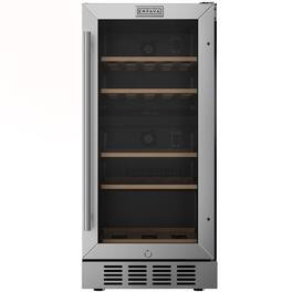 Empava - 15 In. 26-bottle Dual Zone Wine Cooler Mini Fridge With 5 Beech Wood Shelves - Reversible Door For Home Bar In - Black