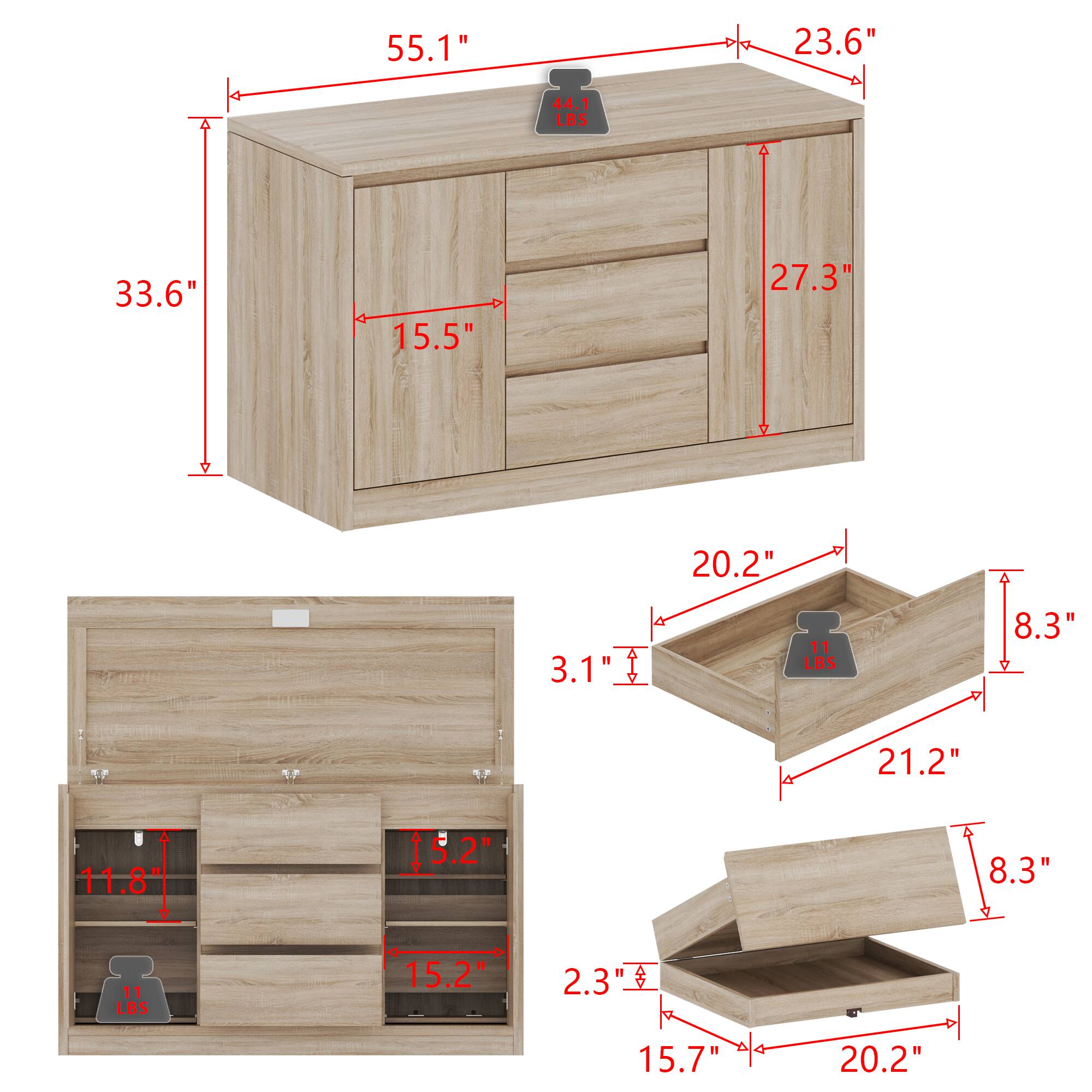 55.1", 23.6", 33.6", 15.5", 27.3", 20.2", 3.1", 8.3", 21.2", 11.8", 15.2", 8.3", 11 LBS, 15.2", 2.3", 15.7", 20.2"