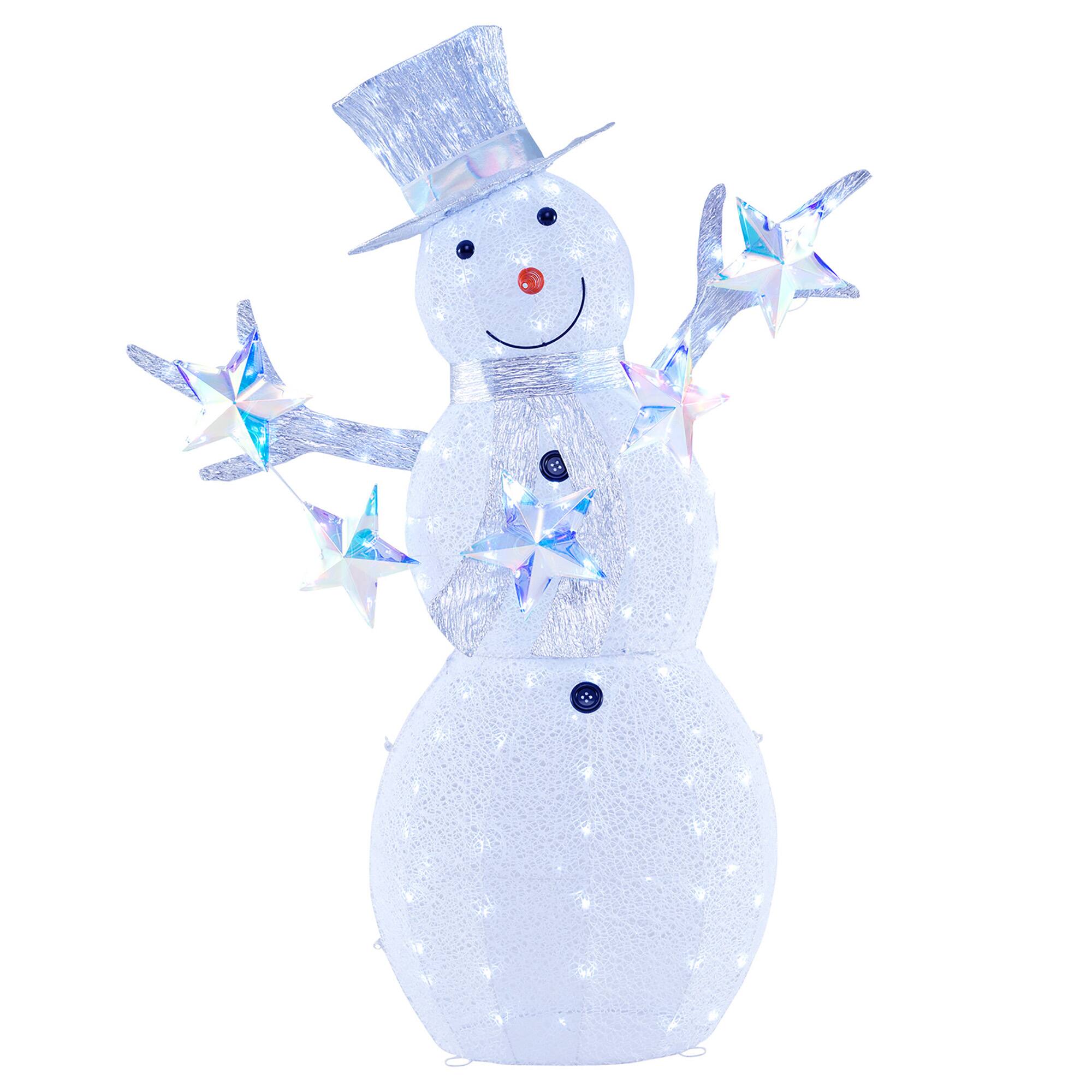 Alt View 9. Gymax - Gymax 5 FT Lighted Snowman w/Hat Scarf & Stars Zip Ties & Ground Stakes 140 LED Lights - Cold White.