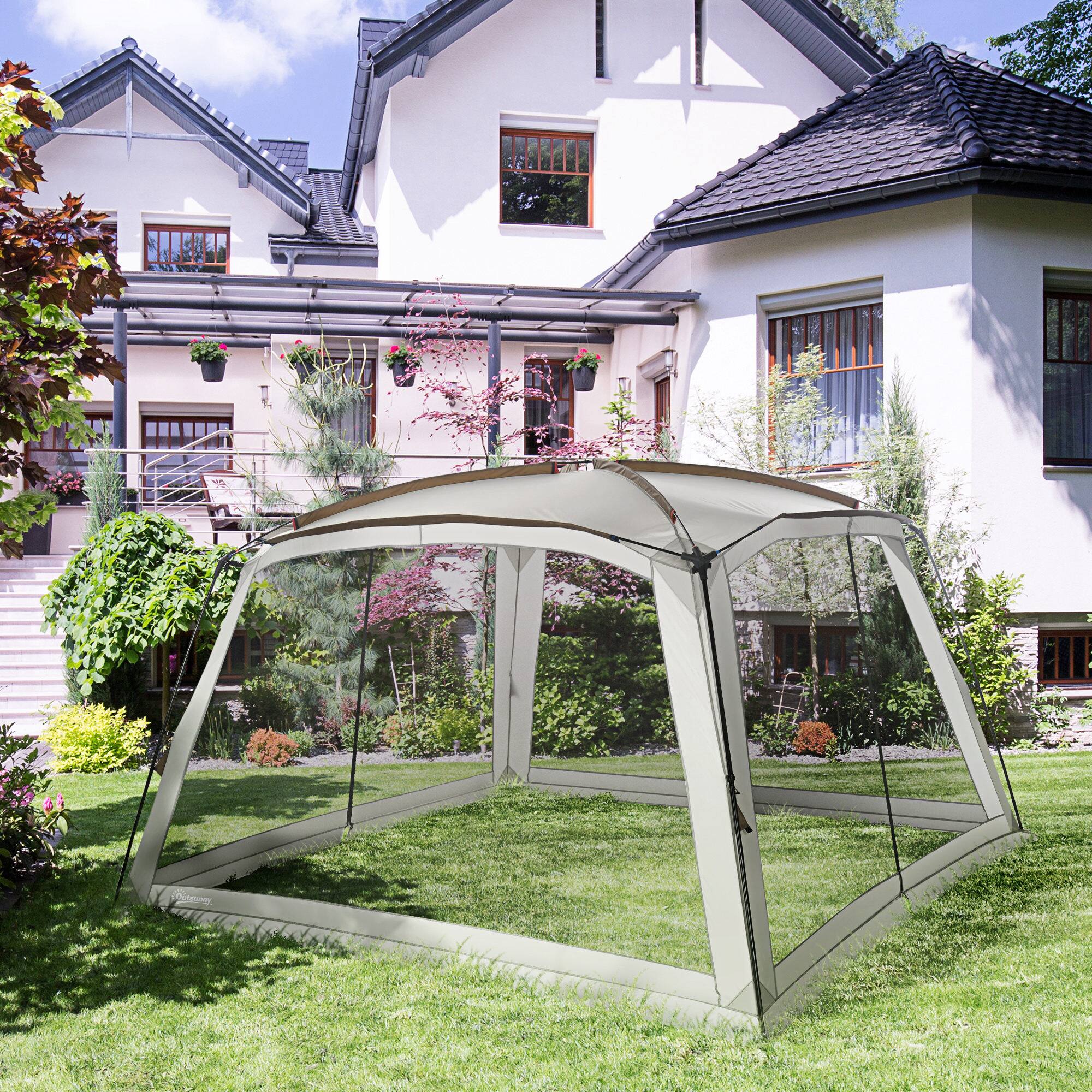 Alt View 1. Outsunny - x 12' Screen House, UV50+ Screen Tent with 2 Doors & Carry Bag for Outdoor Camping Activities - White.