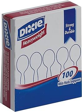 Dixie - Plastic Soup Spoon, 6" Heavy-Weight, 100/Box - White