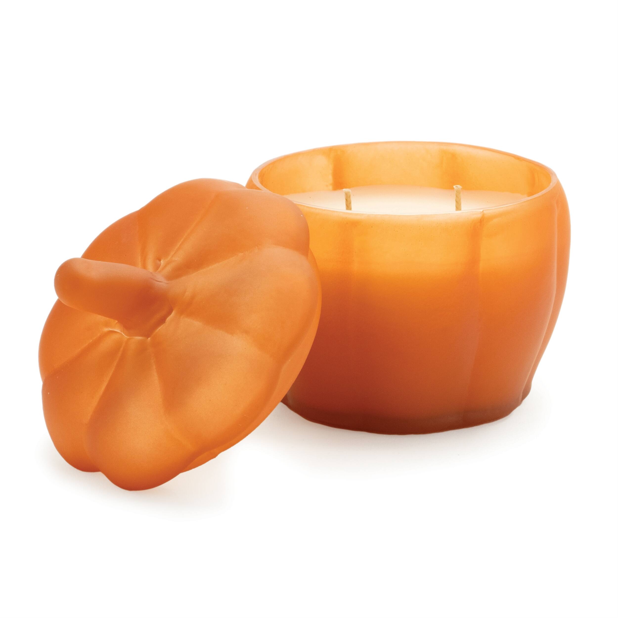 Back. BreeBe - Pumpkin Chai Glass Candle – Set of 2 - Orange, Beige.