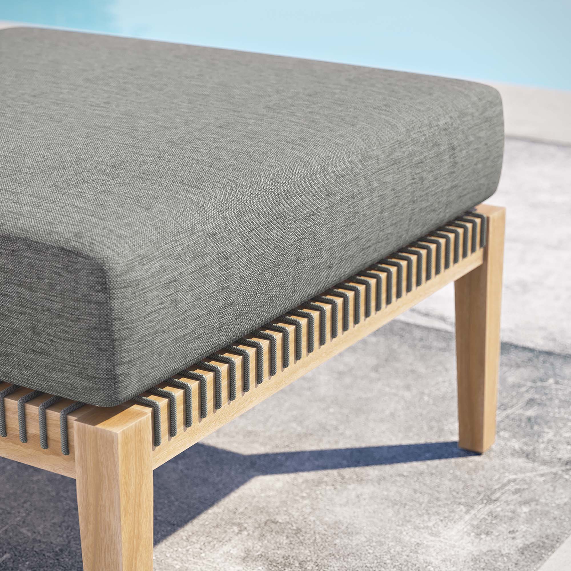 Back. Modway - Clearwater Outdoor Patio Teak Wood Ottoman by Modway - Gray Graphite.