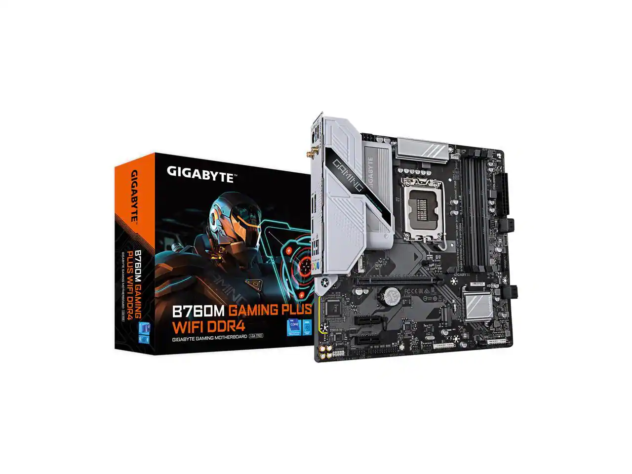 GIGABYTE - B760M GAMING PLUS WIFI DDR4 M-ATX Motherboard, PCIe 4.0, 2x M.2, USB 3.2 Type-C, WiFi 6, Q-Flash Plus