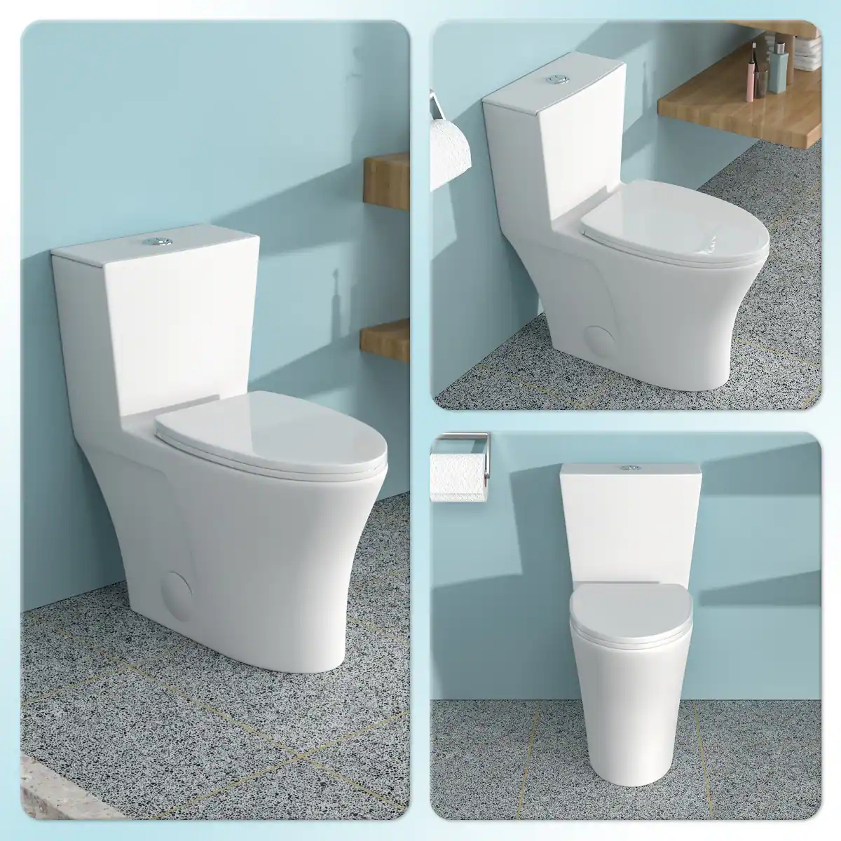 Front. Loheer - Loheer One Piece Ceramic Toilet, Dual Flush, Twelve Inch Rough In, Elongated Bowl - White.