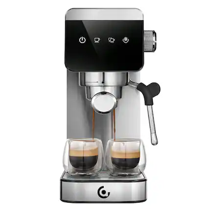 Front. AMZCHEF - Espresso Machine with 20 Bar Pump 1.2L Water Tank 1 Shot and 2 Shot Brewing 1350W Coffee Maker for Cappuccino and Latte - Silver.