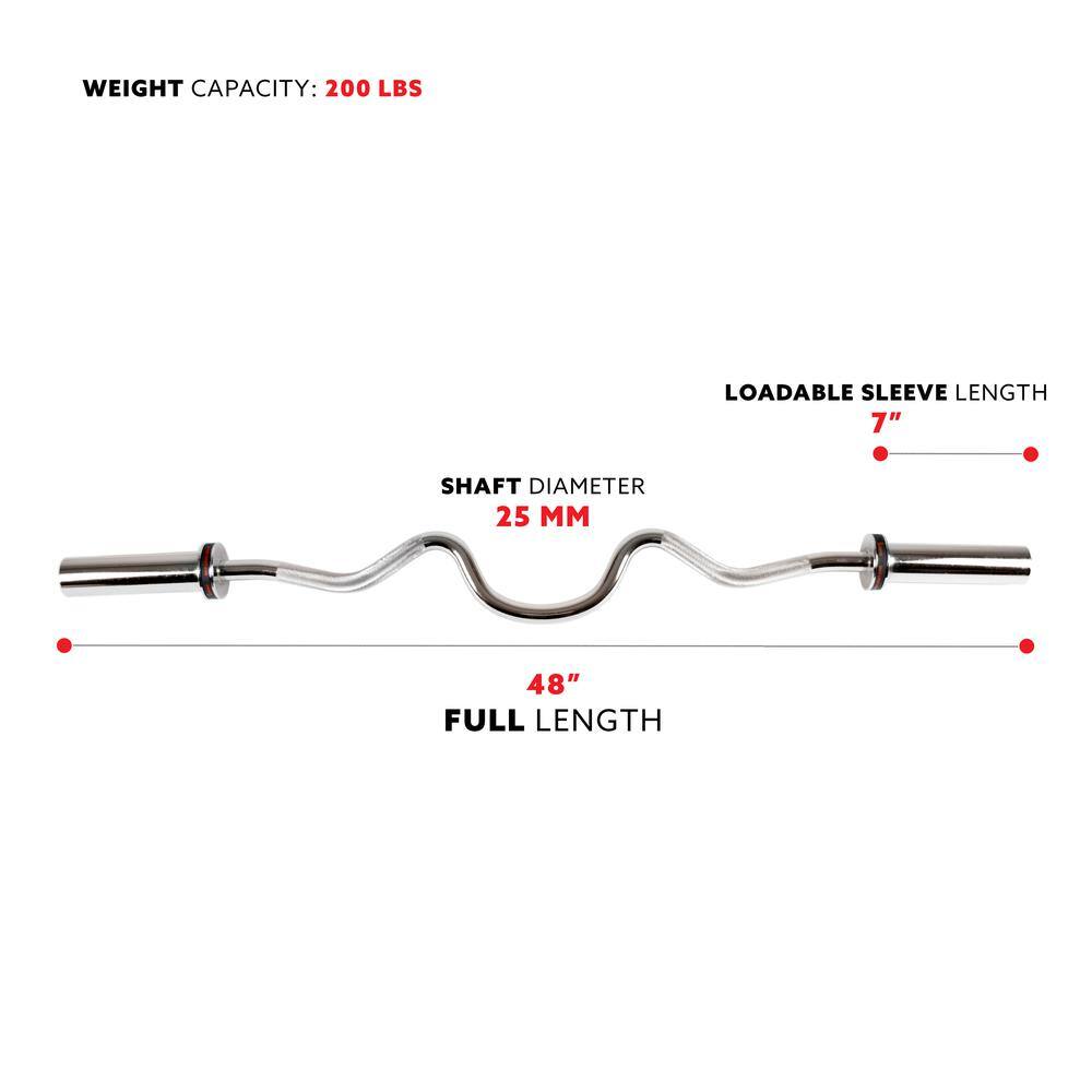 WEIGHT CAPACITY: 200 LBS  
LOADABLE SLEEVE LENGTH: 7"  
SHAFT DIAMETER: 25 MM  
FULL LENGTH: 48"