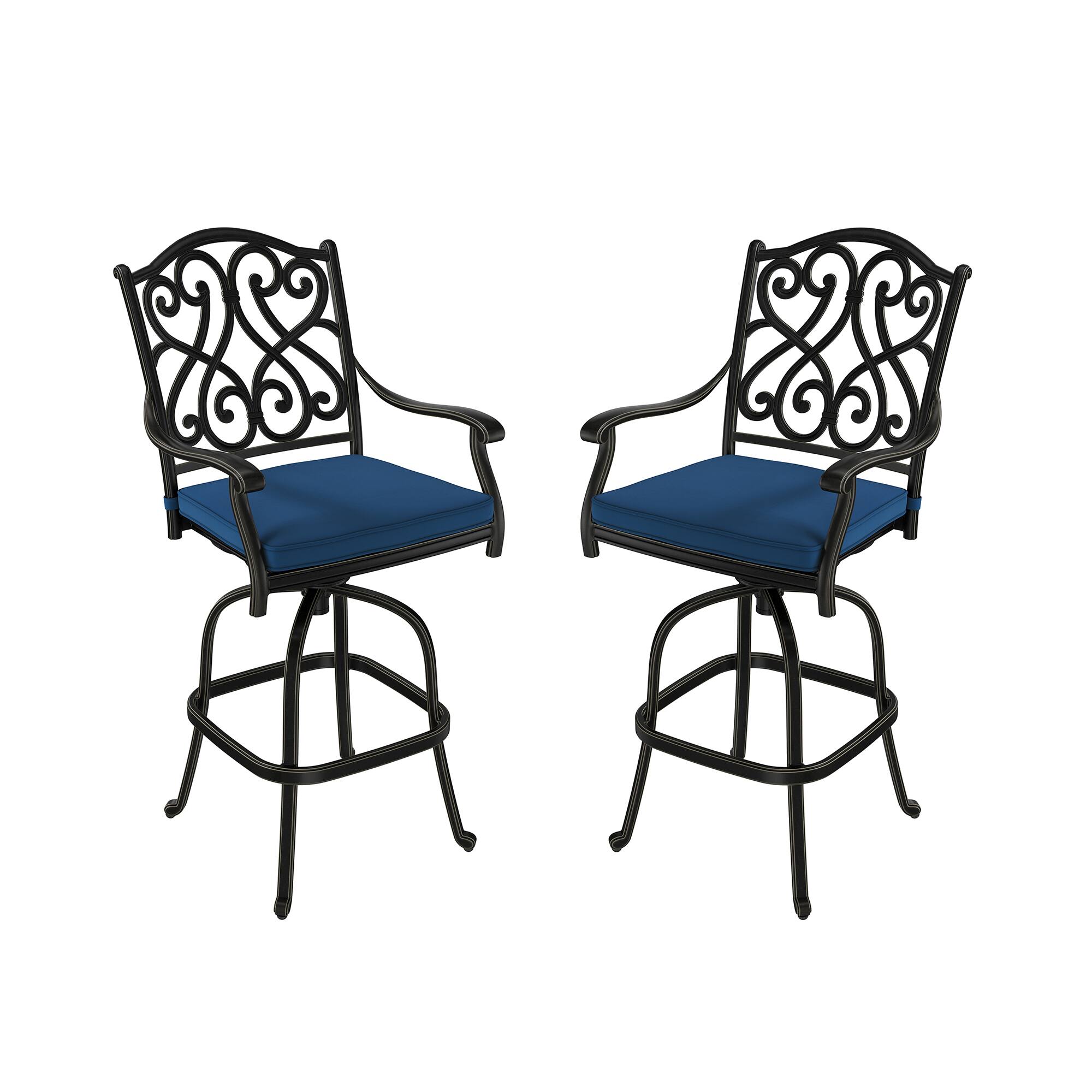 Alt View 2. Mondawe - 2 - Person Square Outdoor Dining Set with Cushions - Black+Blue.
