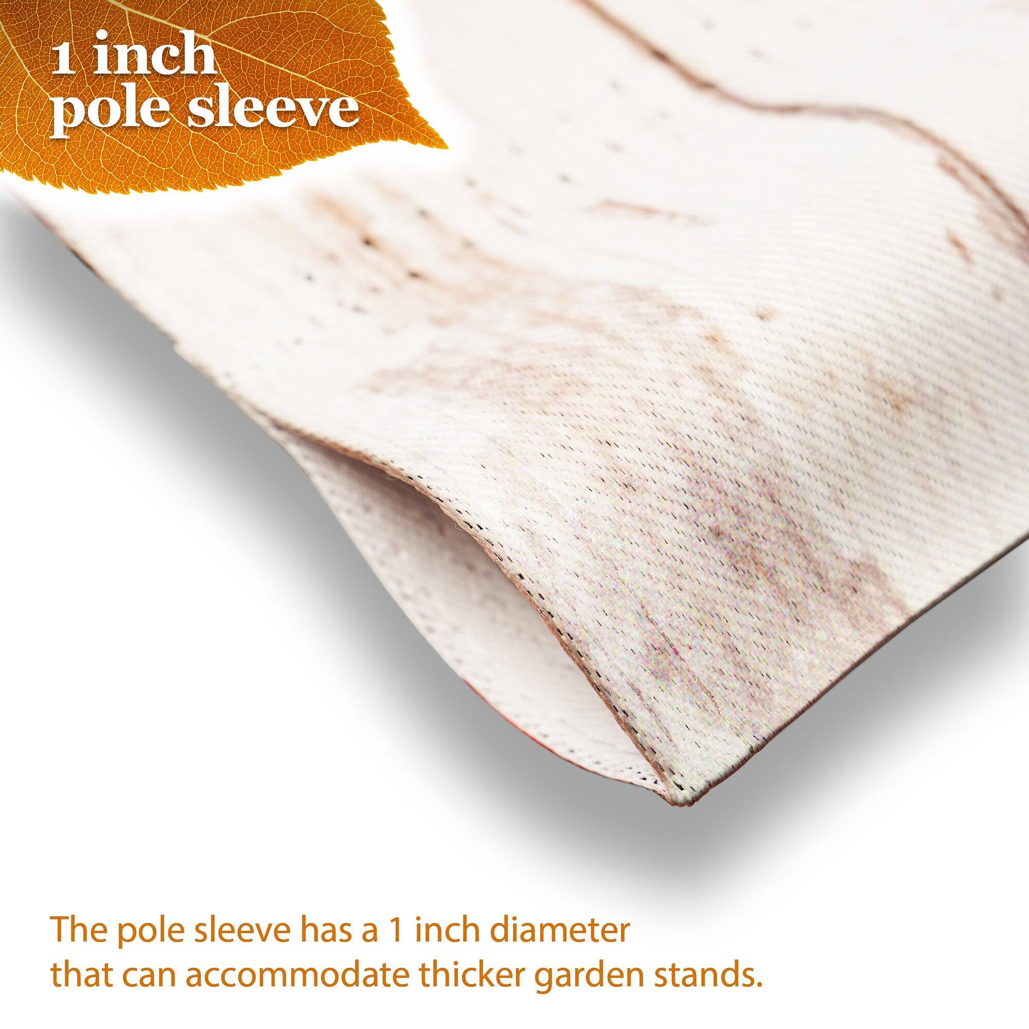 1 inch pole sleeve

The pole sleeve has a 1 inch diameter that can accommodate thicker garden stands.