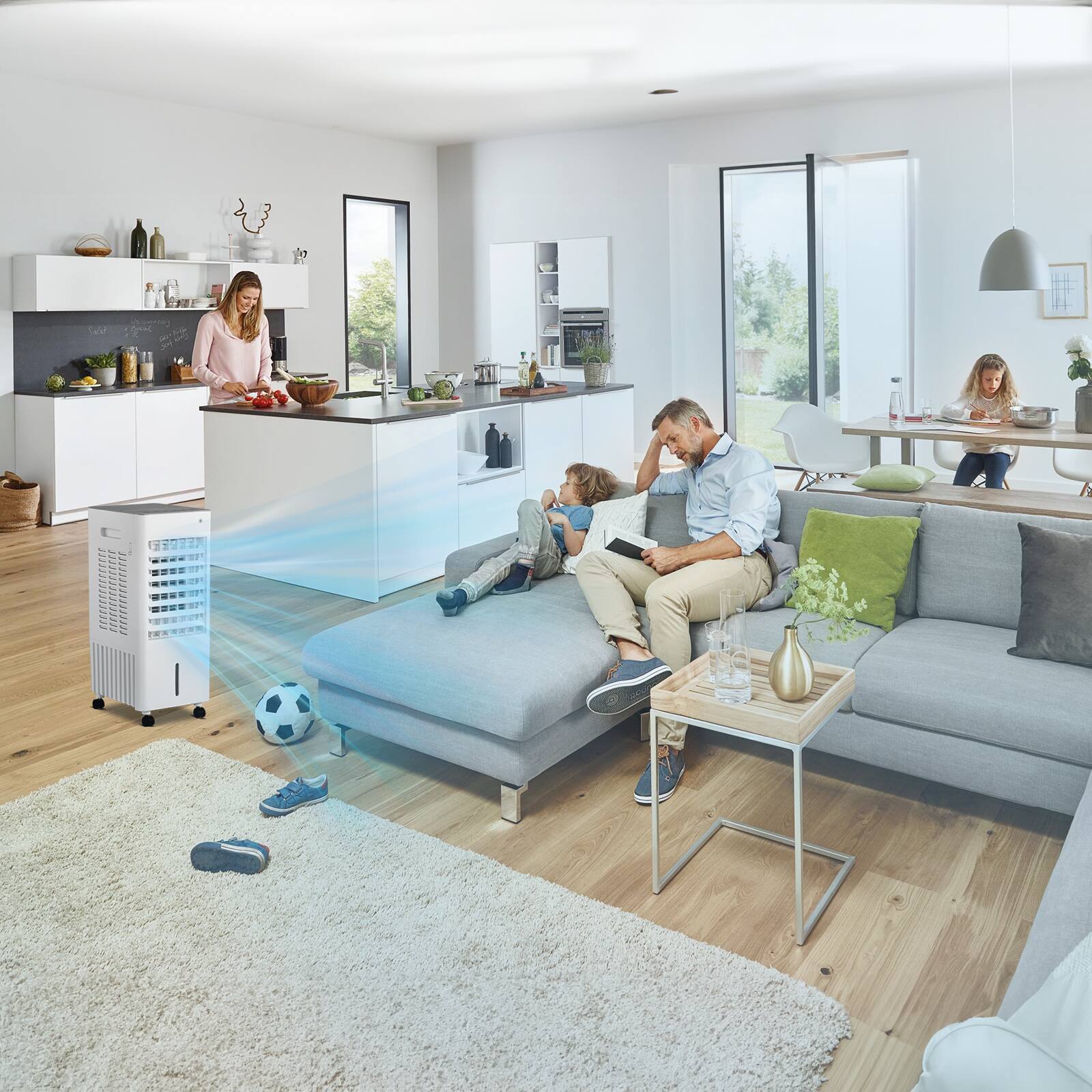 Alt View 7. Winado - 3-IN-1 Portable Air Conditioner, Evaporative Air Cooler /Humidifier /Cooling Fan 70W 7.5H Timer 2.11Gal/ 8L Water Tank - White.