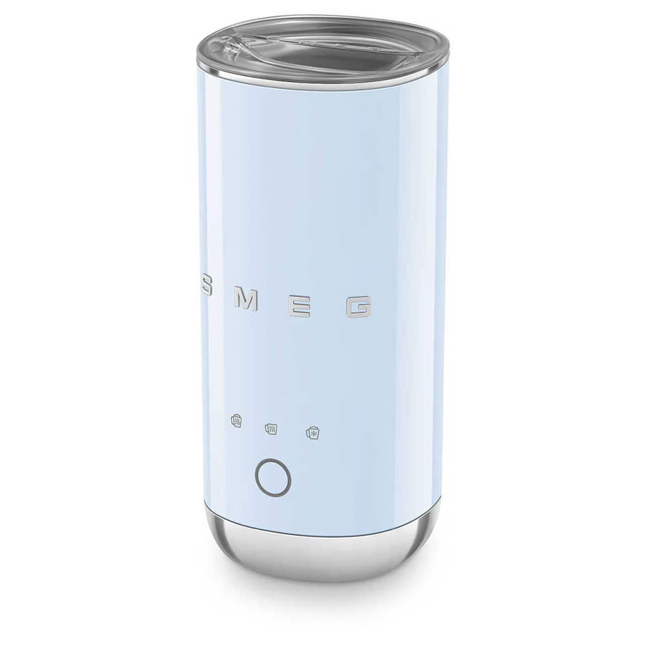 Front. SMEG - 50's Retro Style Mini Milk Frother - Pastel Blue.