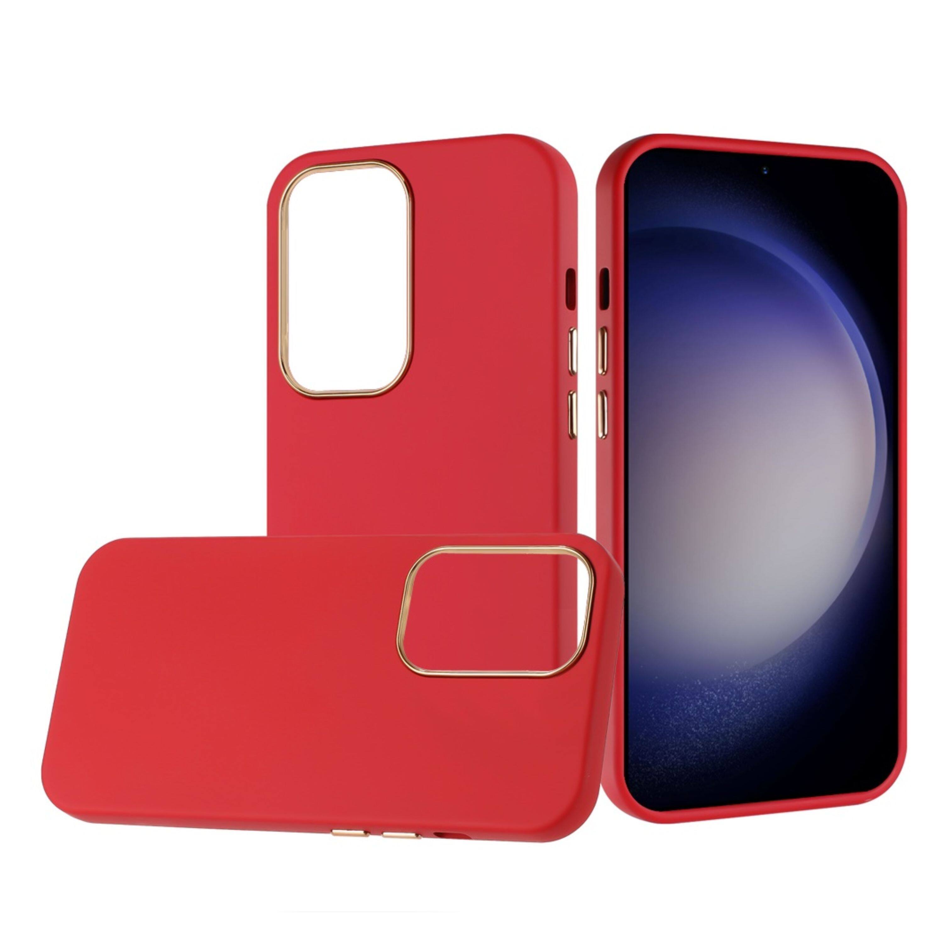 Left. Kitcheniva - Soft Premium Phone Cover With Chromed buttons For Samsung Galaxy S24 Red - Red.