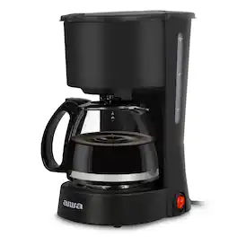 Aiwa - 6-Cup Compact Coffee Maker with Reusable Filter and Indicator Light, 22 fl. oz - Black