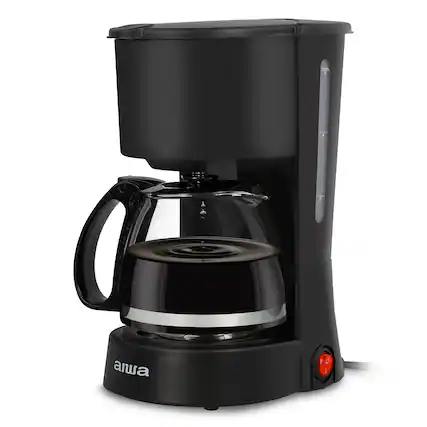 Front. Aiwa - Aiwa 6-Cup Compact Black Coffee Maker with Reusable Filter and Indicator Light, 22 fl. oz. - Black.