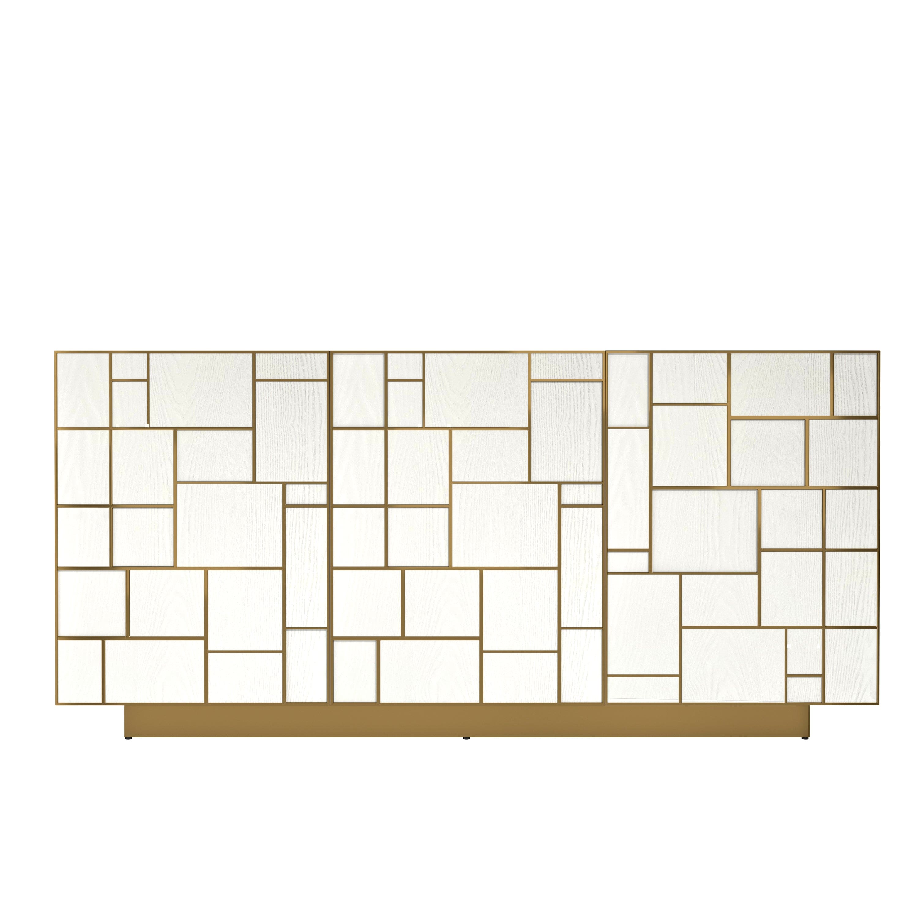 Boyel Living - 70.87 Modern Buffet Sideboard 3 Door Storage Cabinet with Metal Base - White