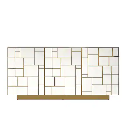 Front. Boyel Living - 70.87 in White Modern Buffet Sideboard 3 Door Storage Cabinet with Metal Base - White.