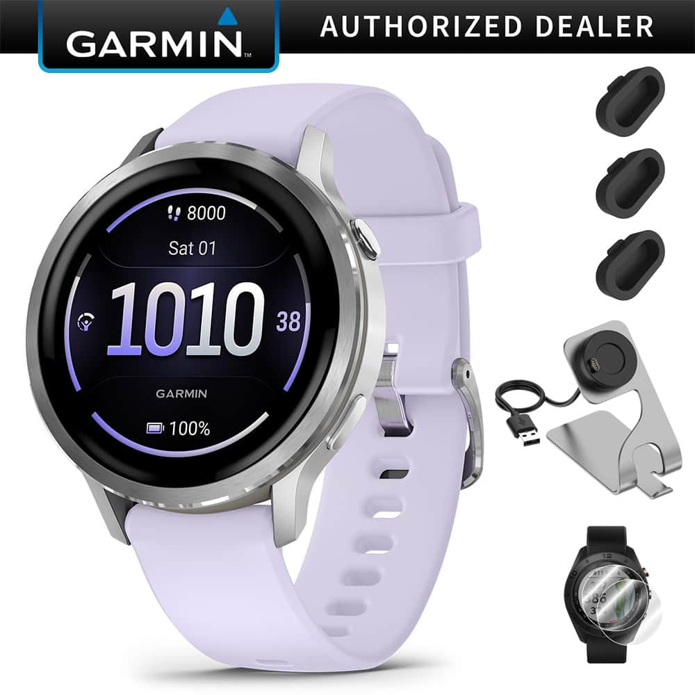 Garmin - Venu 4, 41 mm Health & Fitness GPS Smartwatch Silver with Periwinkle Silicone Band - Silver|Periwinkle - (2025)