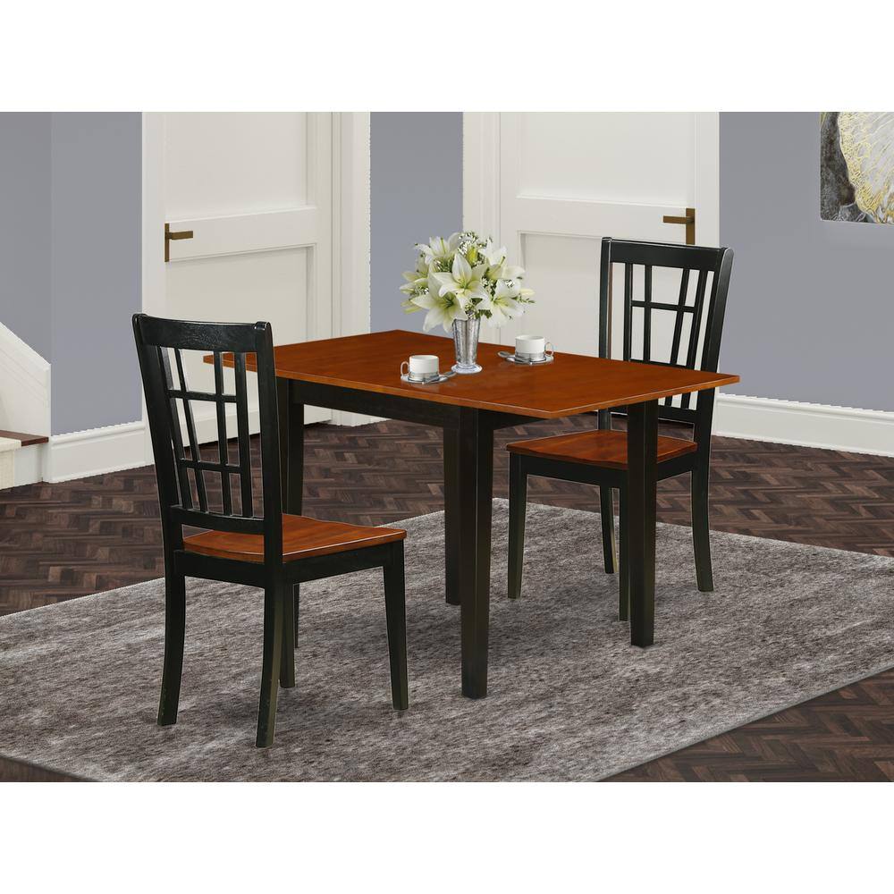 Angle. East West Furniture - Dining Room Set Black & Cherry - Brown.