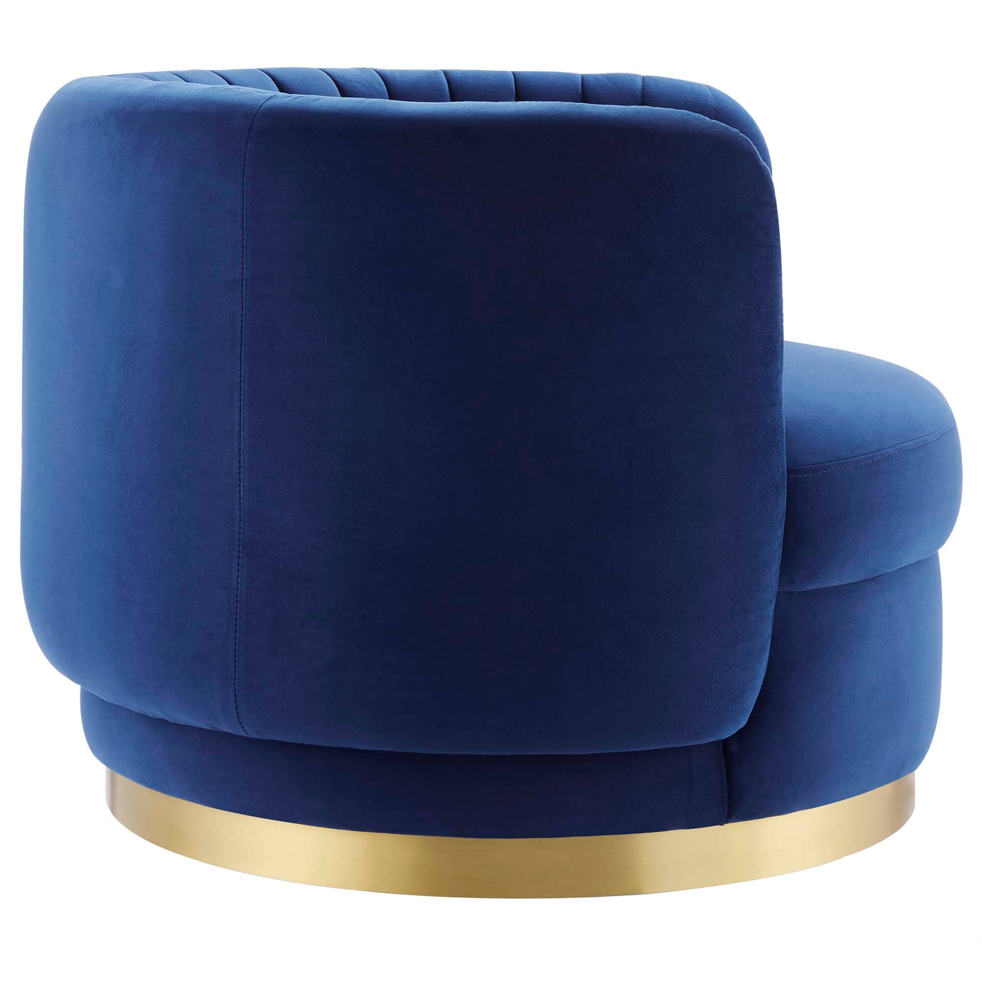 Back. Modway - Embrace Tufted Performance Velvet Swivel Chair by Modway - Gold Navy.