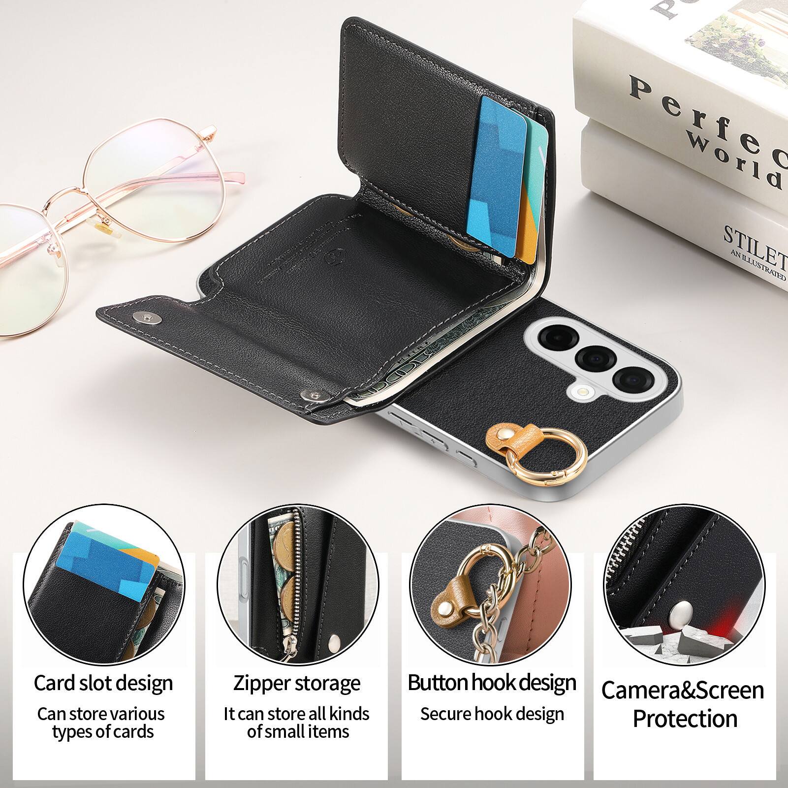 Perfect World STILET AN ILLUSTRATED

Card slot design
Can store various types of cards

Zipper storage
It can store all kinds of small items

Button hook design
Secure hook design

Camera&Screen Protection