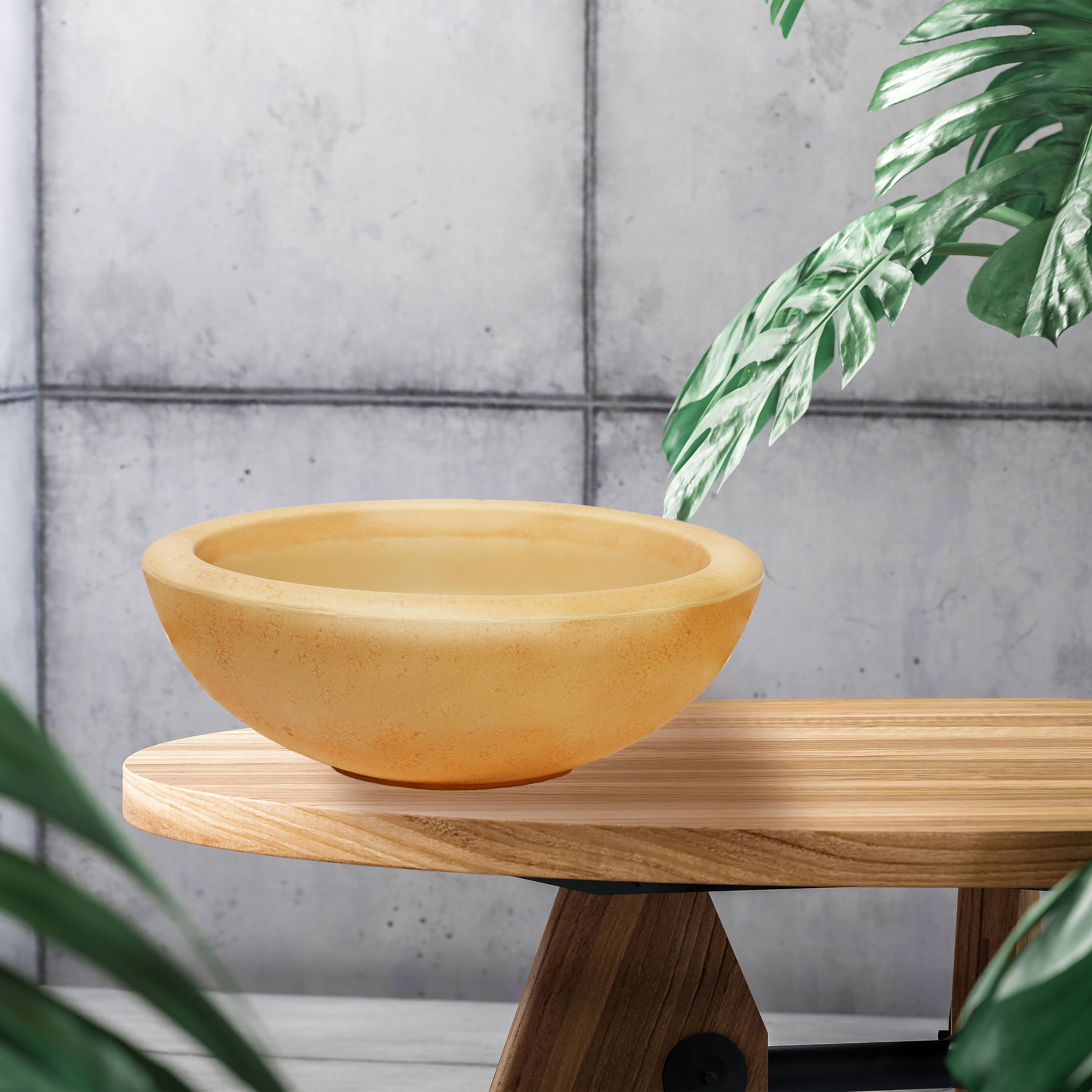 Alt View 8. Sunnydaze - 20.75 in Percival Round Polyresin Outdoor Planter - 2pk - Sand.