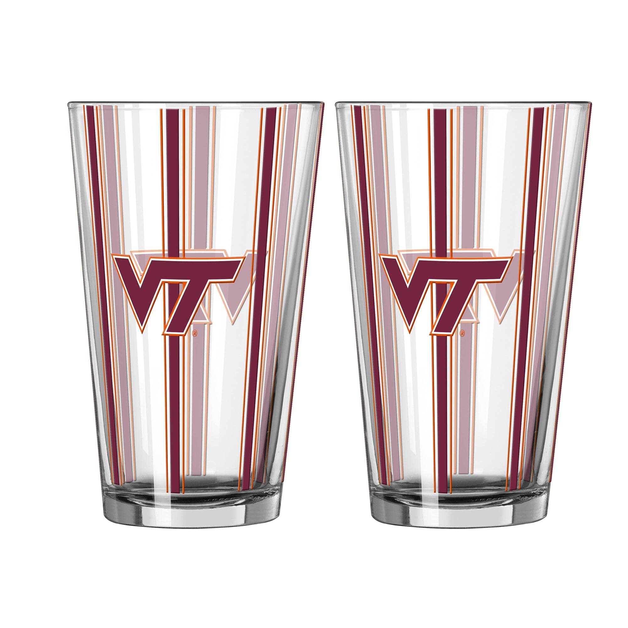 Logo Brands - Virginia Tech Hokies Two-Piece 16oz. Striped Pint Glass Set - Multicolor
