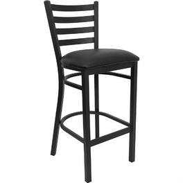 Hivvago - Metal Ladder-Back Restaurant Style Bar Stool - Black
