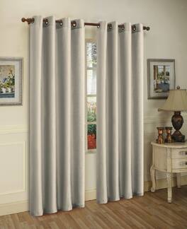 J&V TEXTILES - 2 Panels Solid Grommet Faux Silk Window Curtain Drapes Treatment 58" Wide and 84" Length - 2-MIRA SILVER