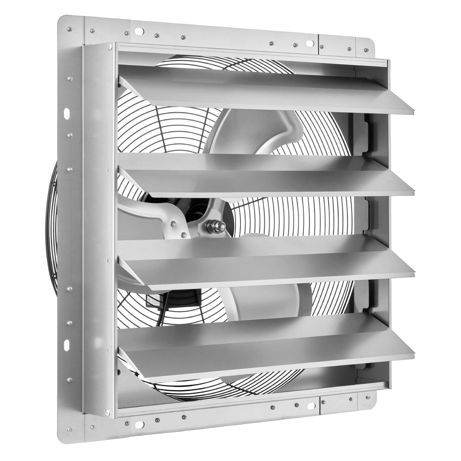 Alt View 5. VEVOR - 20 Inch Shutter Exhaust Fan Wall Mounted Automatic Louvers Silver, Sturdy Steel Housing, Low Noise, AC Motor - Silver.
