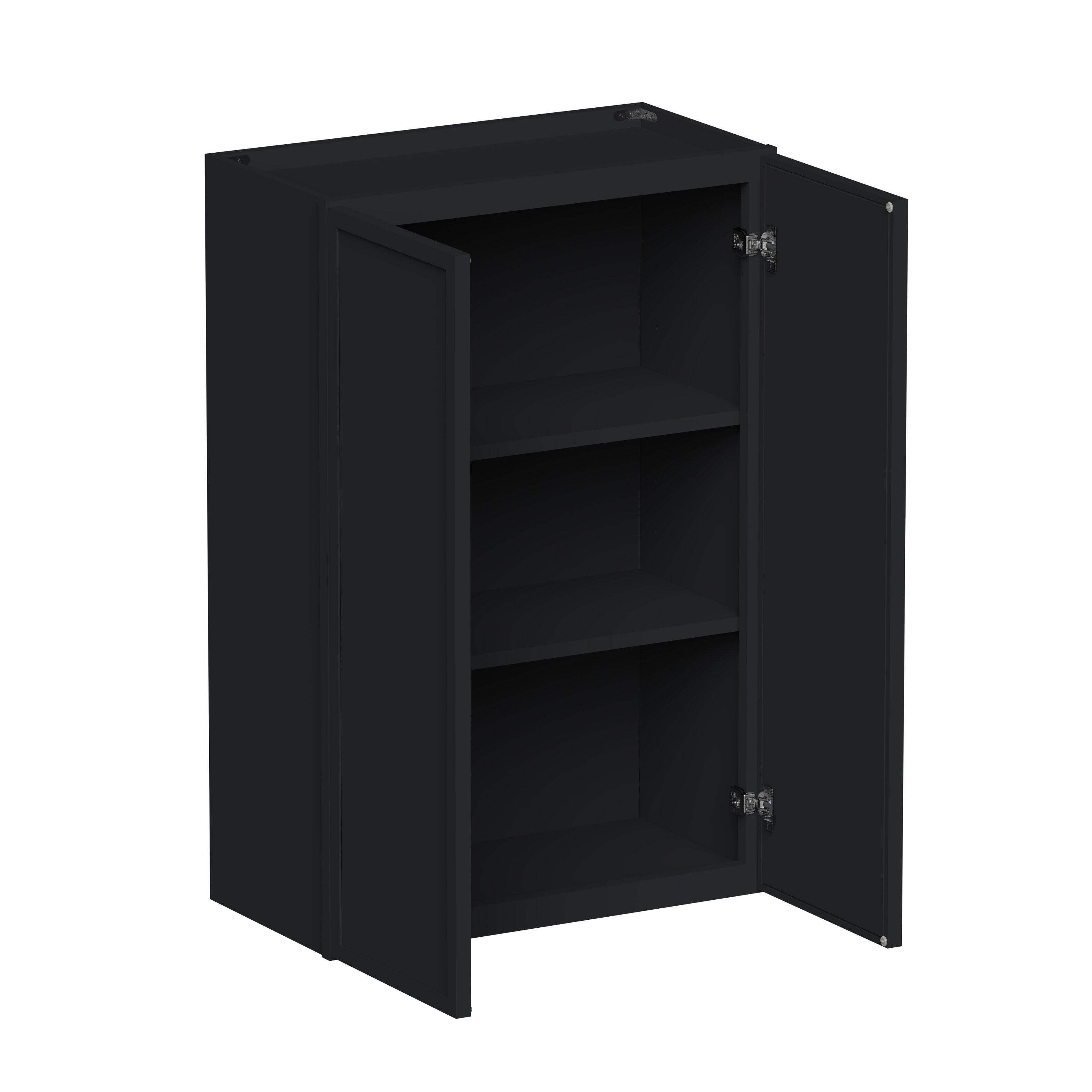 Angle. Boyel Living - 24-in W x 36-in H x 12-in D Shaker RTA Kitchen Wall Cabinet with Soft-Close - Black.