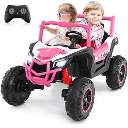 Costway - 24V Kids Ride on UTV with 4 x 100W Powerful Engine Remote Control High/Low Speed - Pink