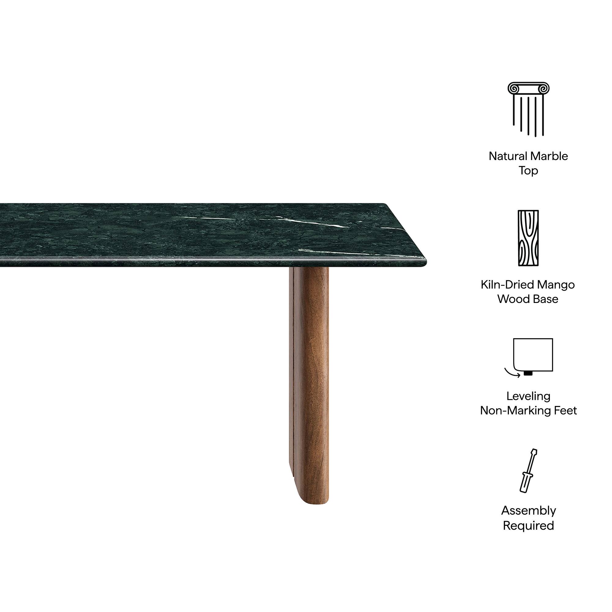 Natural Marble Top  
Kiln-Dried Mango Wood Base  
Leveling Non-Marking Feet  
Assembly Required