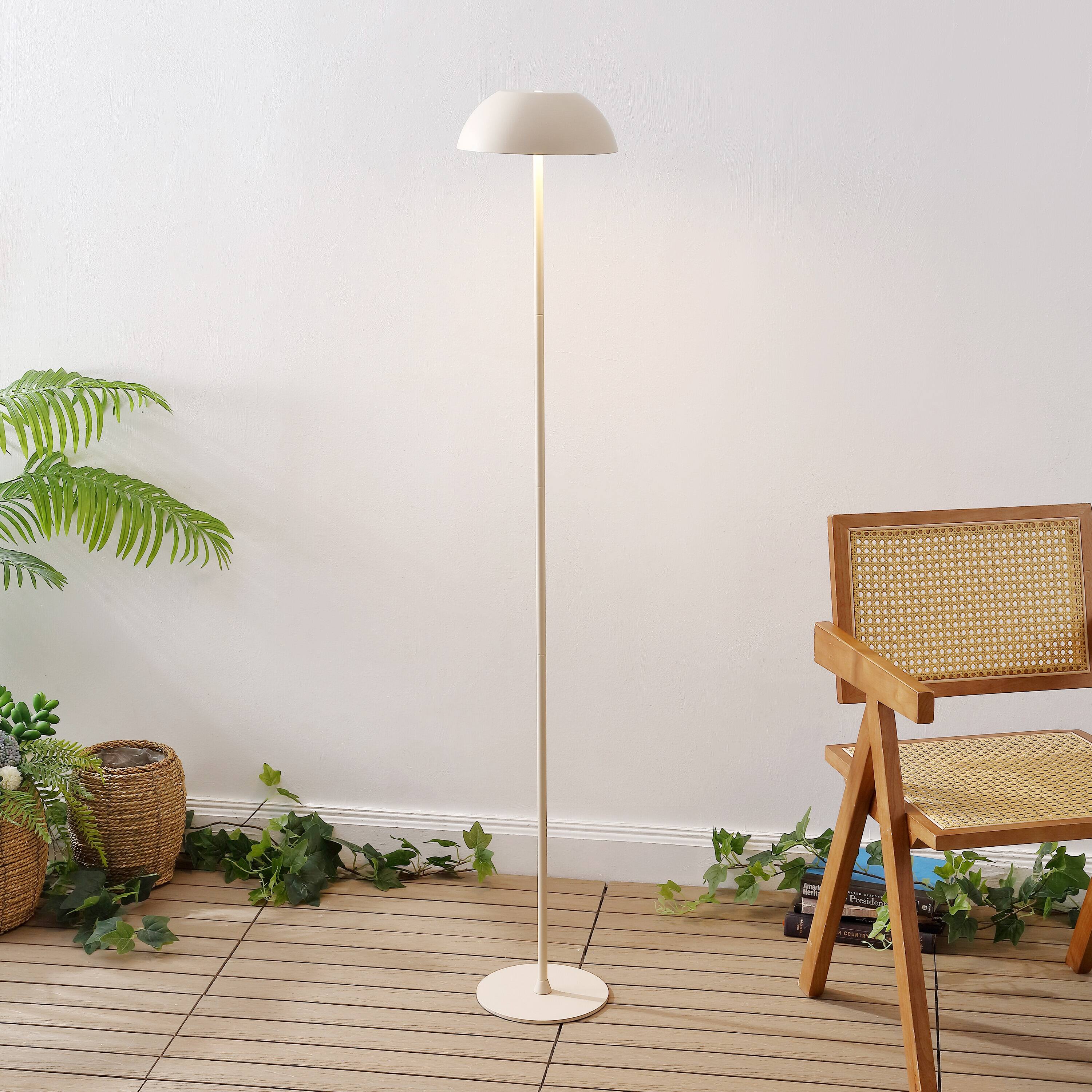 Alt View 1. Jonathan Y - Laurel 59" Metal Adjustable Rechargeable Integrated Portable Touch Sensor Dimmable LED Indoor/Outdoor Floor Lamp, Almond - Almond.