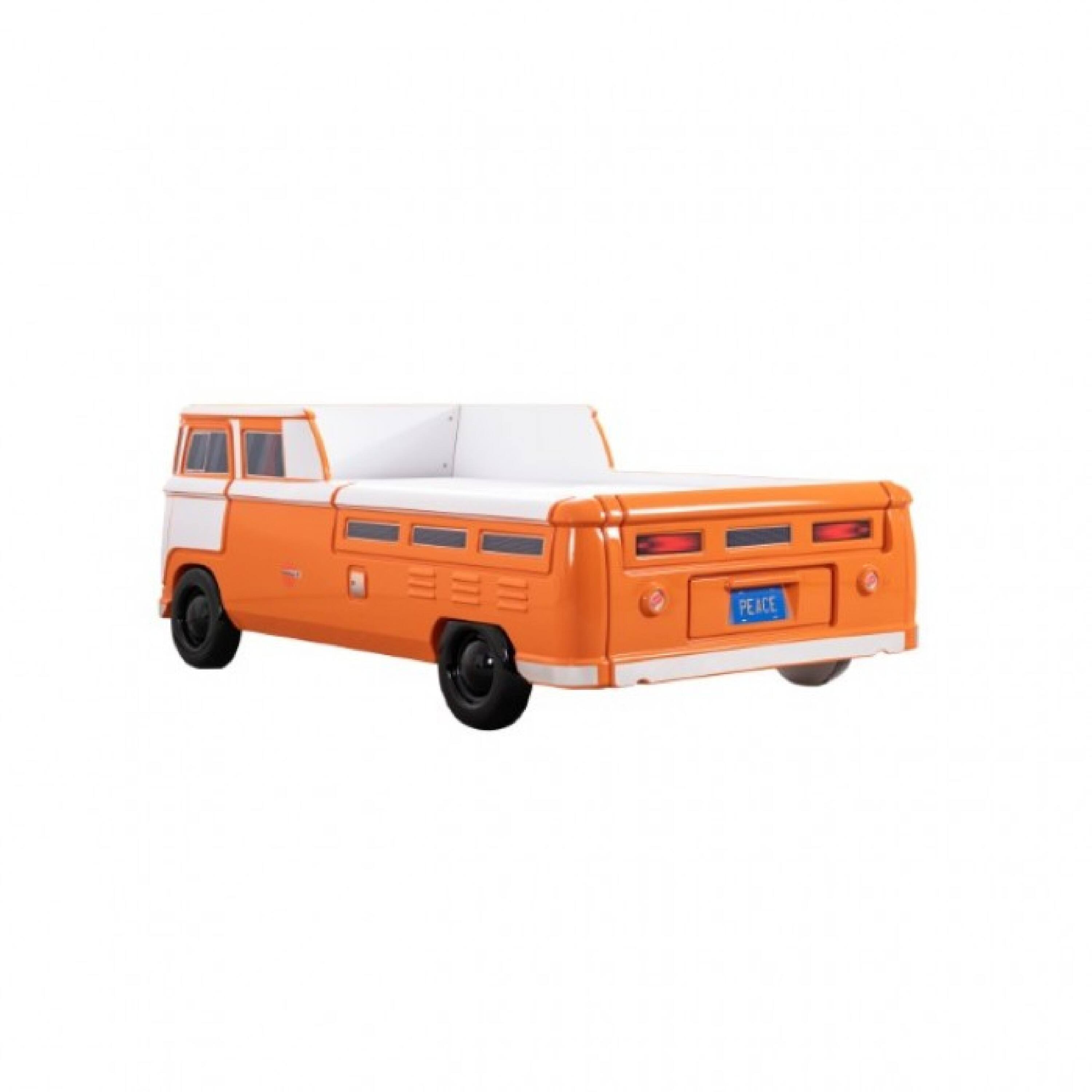 Alt View 2. Manhattan Lane - Xiel Bus Twin Bed, Peace Sign, LED Lights and Sound Effects - Orange.