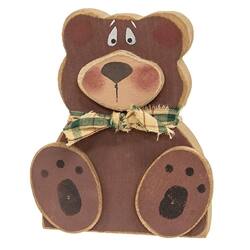 Angle. BreeBe - Distressed Wooden Teddy Bear Sitter - 2 Asstd. - Black, Red.